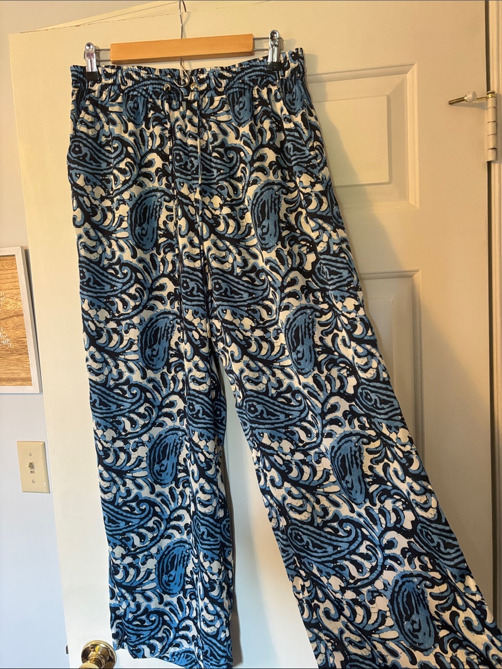 Blue Paisley Wide-Leg Women's Pants - Michael Kors 10 petite